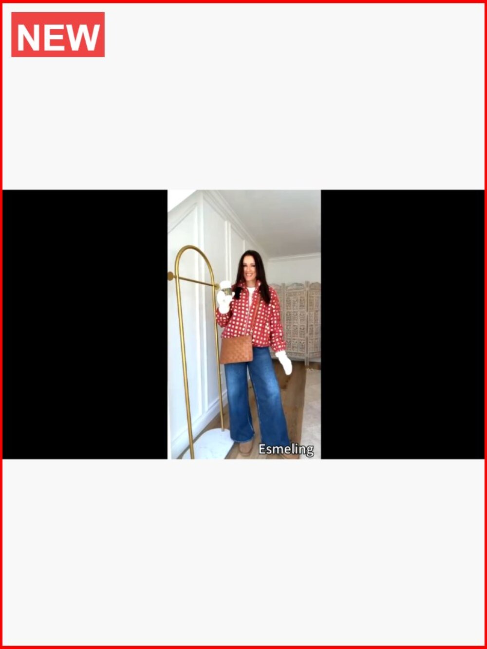 Cropped Sherpa Fleece Plaid Jacket Casual Teddy Fleece Outerwear Long Sleeve - Picture 7 of 7